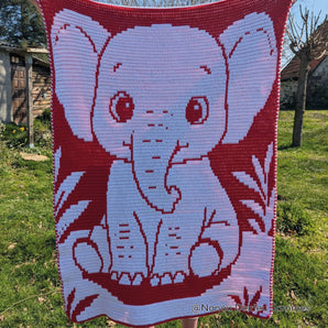 Overlay Mosaic Crochet Pattern Sweet Little Elephant Blanket