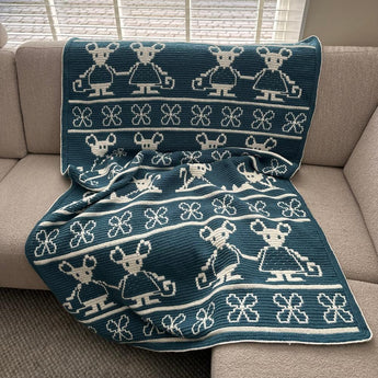 Overlay Mosaic Crochet Pattern Blanket Mouse on couch