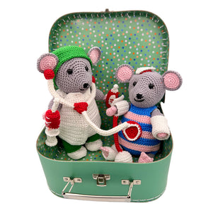 Crocheted mice in care case